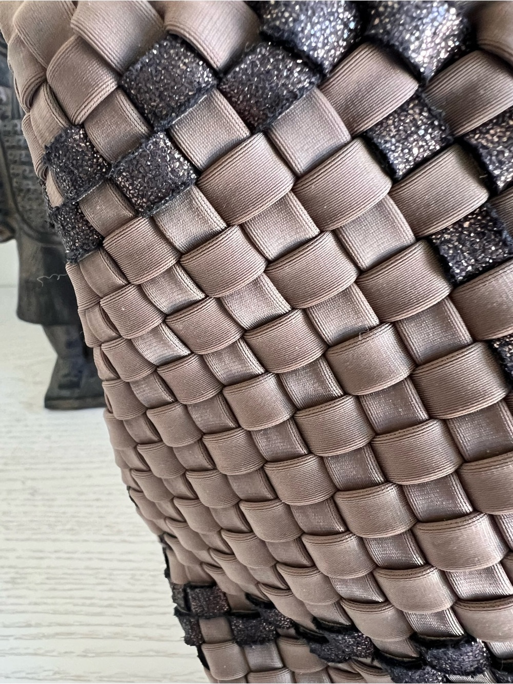 Naghedi Brown Woven Top-Handle Tote with Dark Accent Weave- St Barths- Medium - Picture 4 of 10